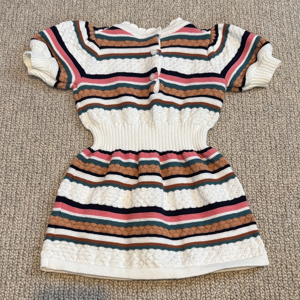Janie and Jack Striped Puff Sleeve Sweater Dress - Picture 4 of 4